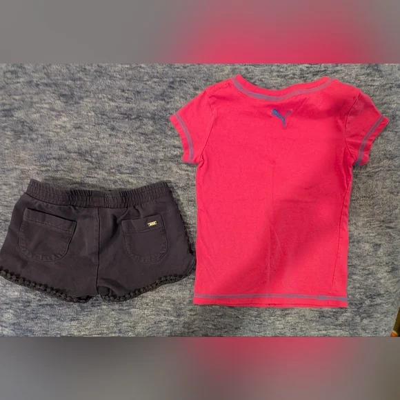 Puma Fuchsia Tee and Navy Shorts Set - Picture 2 of 4